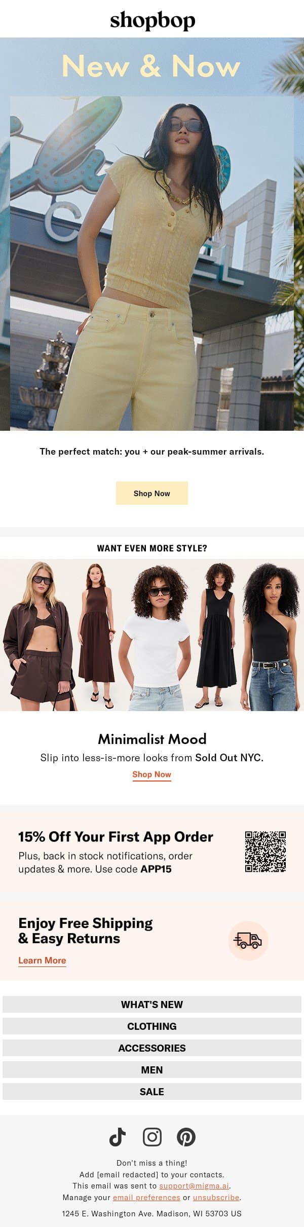 Start your week with NEW email from Shopbop screenshot
