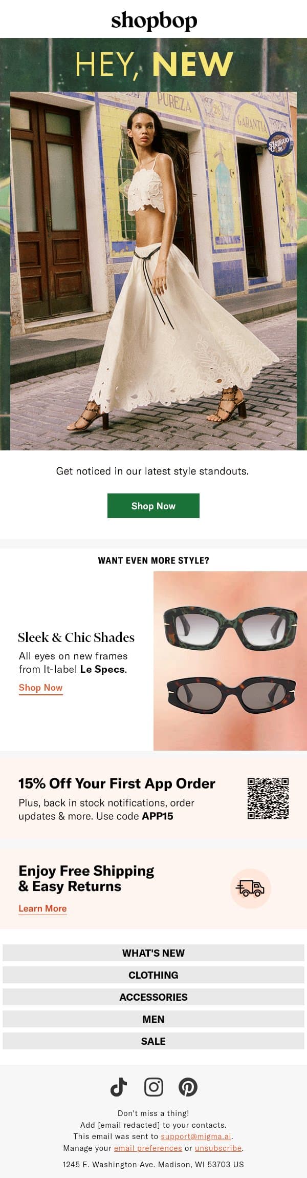 Your mid-week treat: NEW email from Shopbop screenshot