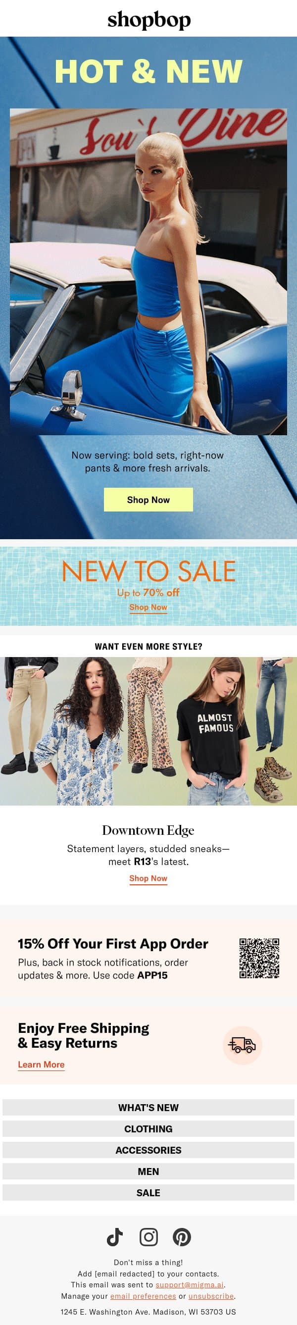500+ NEW styles this week email from Shopbop screenshot