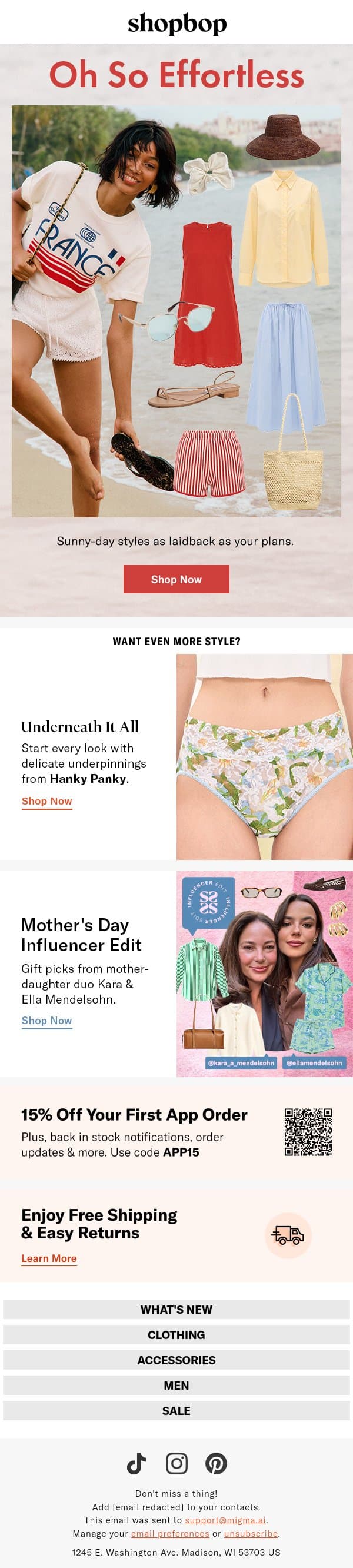 How easy is that? email from Shopbop screenshot
