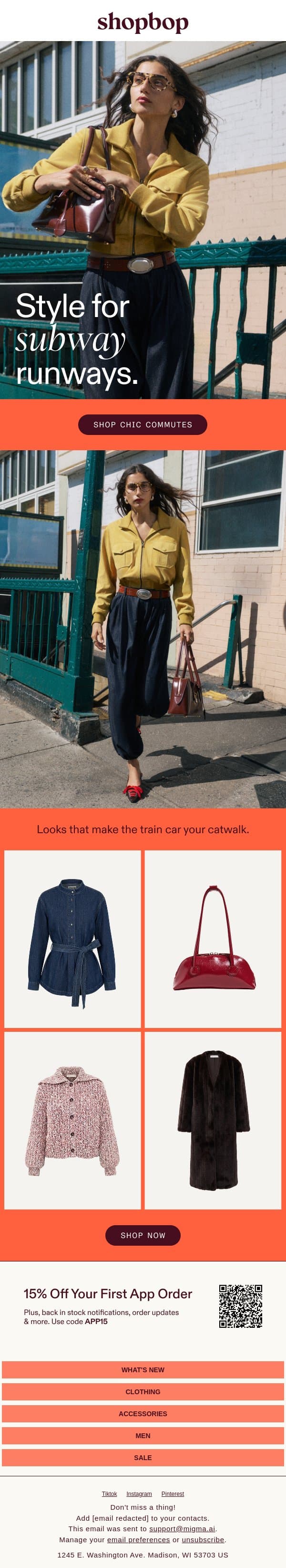 Style for the chic commute email from Shopbop screenshot