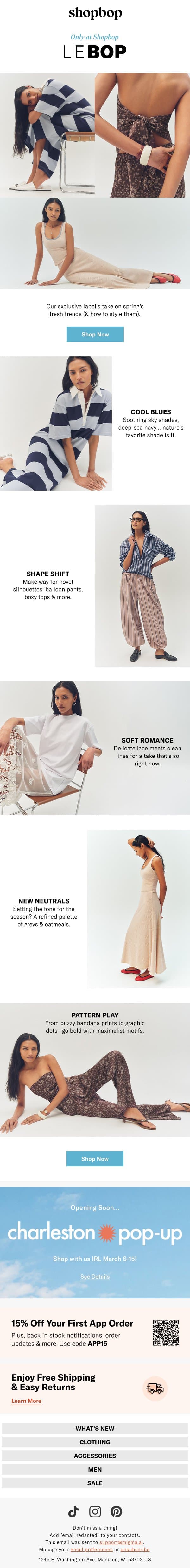 LE BOP: new exclusive styles email from Shopbop screenshot