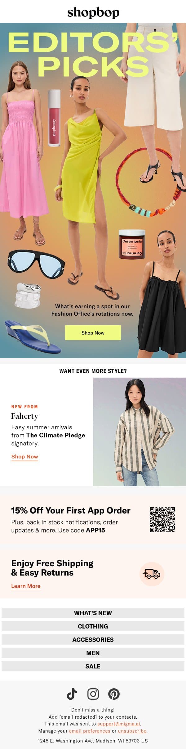 Fashion Office-approved picks email from Shopbop screenshot