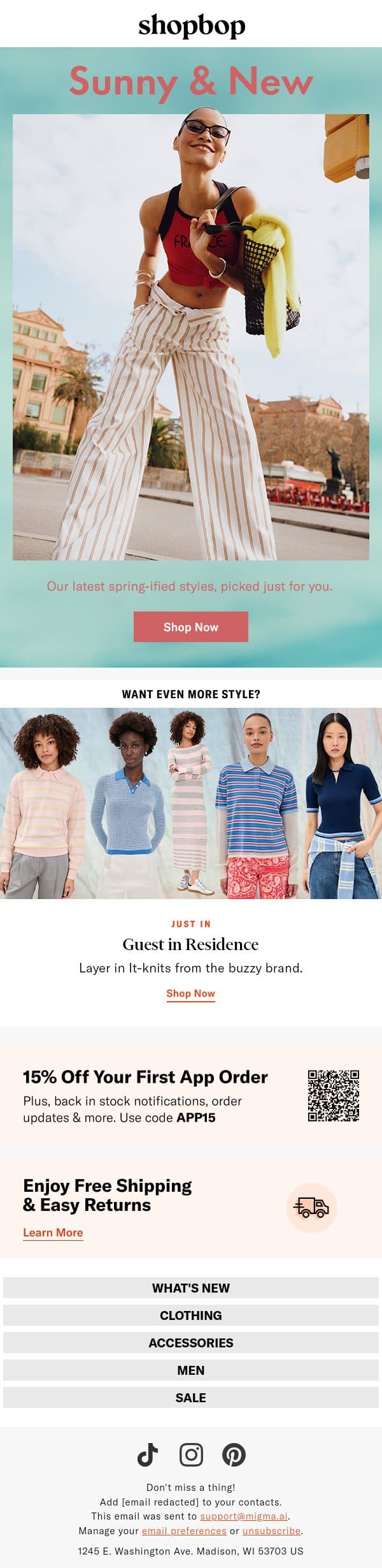 251 NEW reasons to shop email from Shopbop screenshot