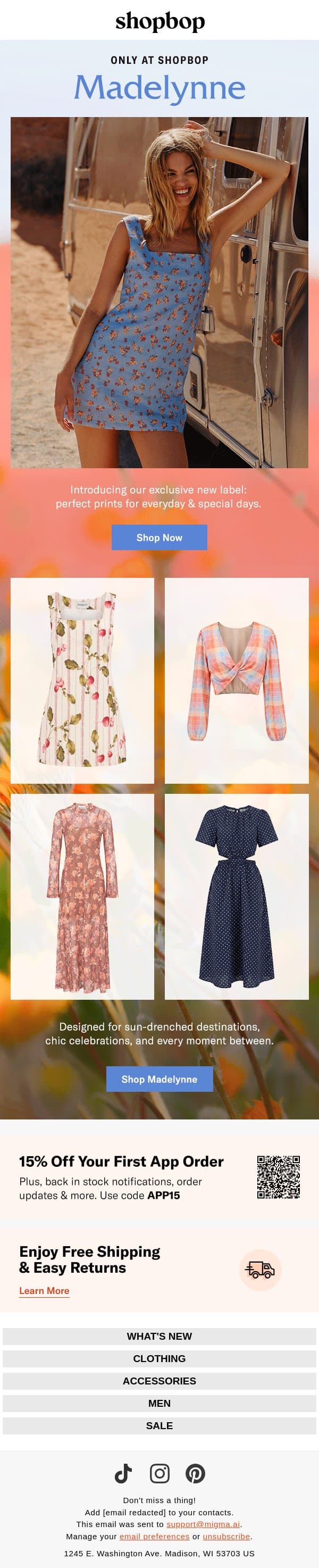 Meet our exclusive new label email from Shopbop screenshot