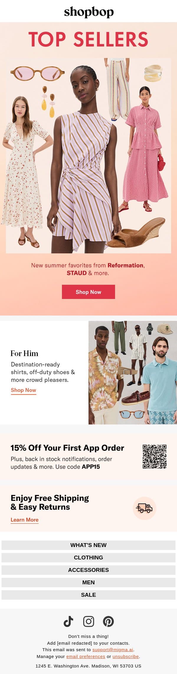 These styles are sooo popular email from Shopbop screenshot