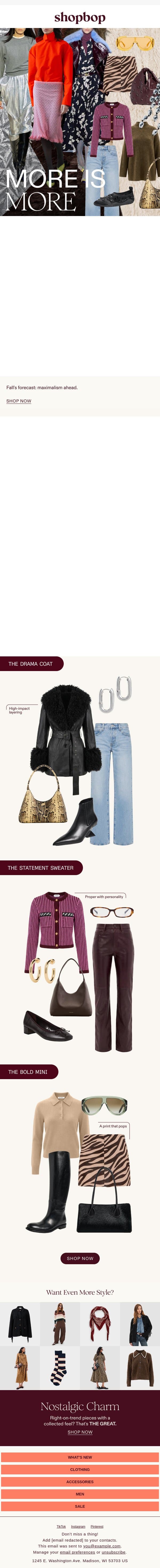 More is more is more email from Shopbop screenshot