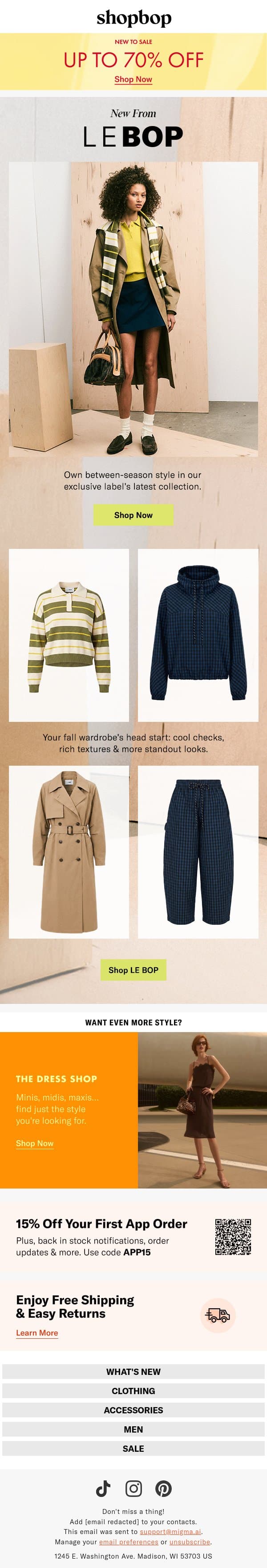 LE BOP drop (you need to see it) email from Shopbop screenshot