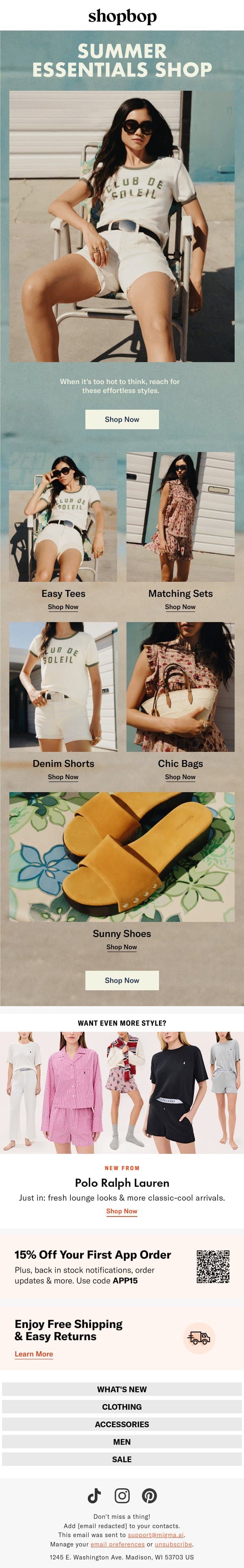 The best-ever tees email from Shopbop screenshot