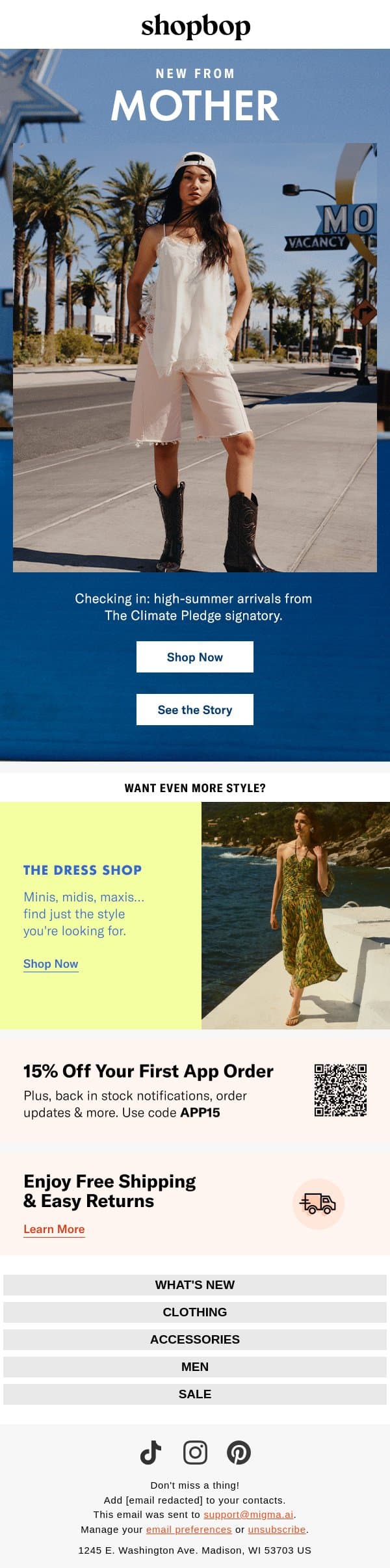 MOTHER knows (summer) best email from Shopbop screenshot
