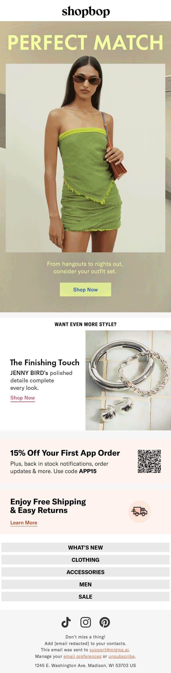 These sets never miss email from Shopbop screenshot