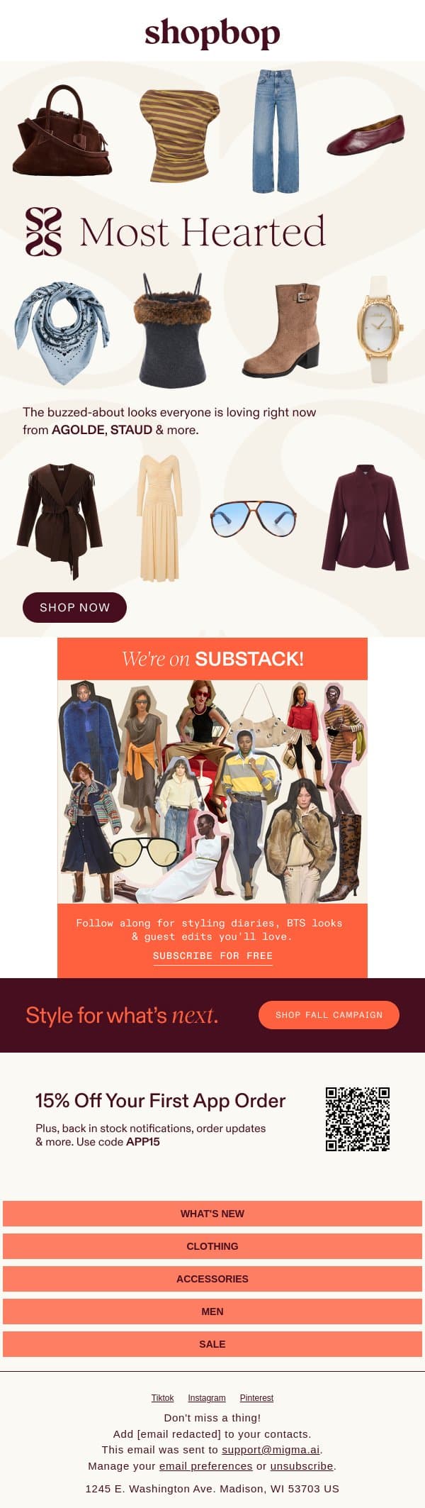 The striped top getting all the ❤️ email from Shopbop screenshot