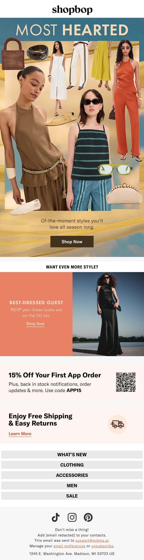 Most Hearted: sleek sets & more email from Shopbop screenshot
