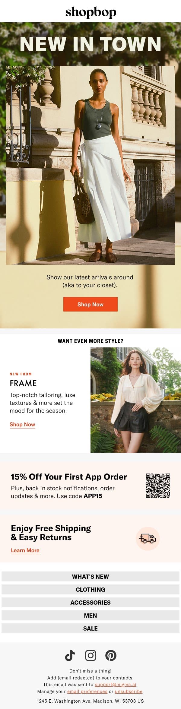 NEW arrivals (you need them all) email from Shopbop screenshot