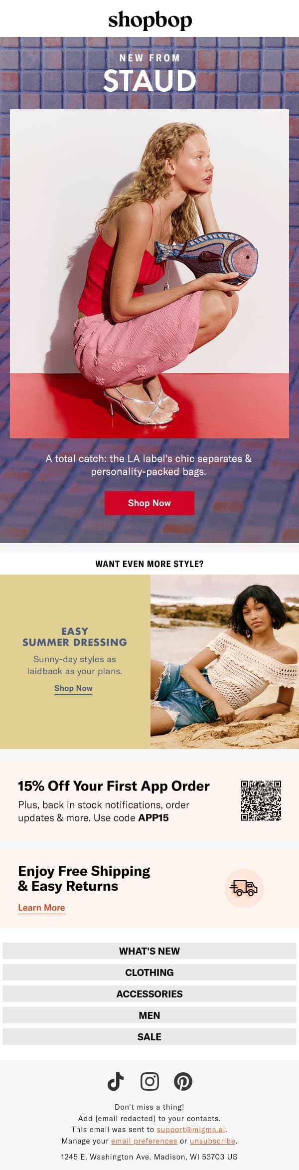 The STAUD bag you need & more email from Shopbop screenshot