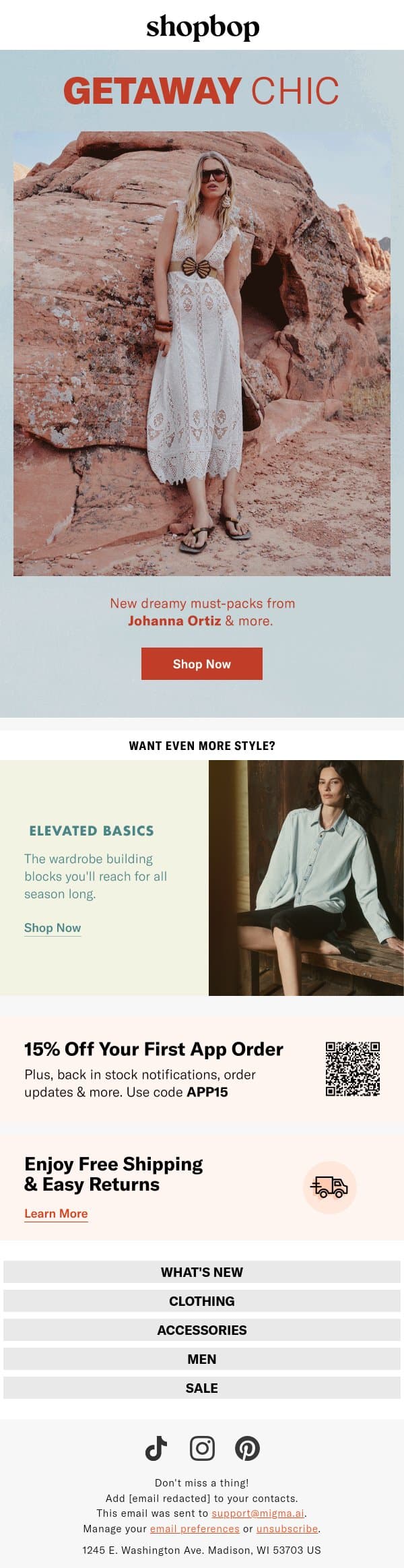 New Johanna Ortiz = a dream email from Shopbop screenshot