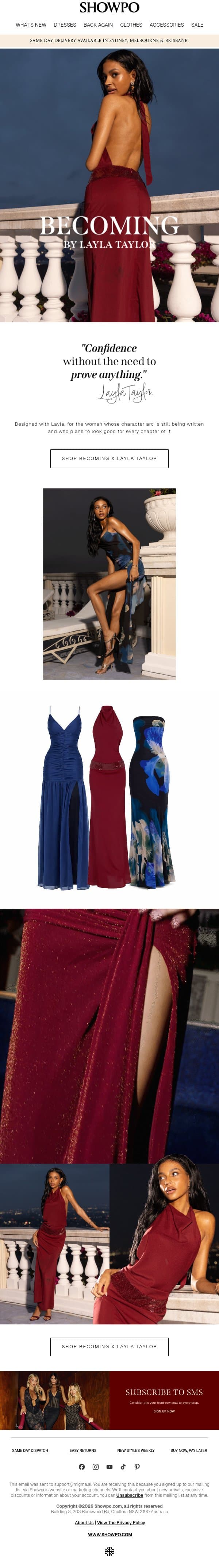Raid Your Fave Mormon Wife’s Closet email from Showpo screenshot