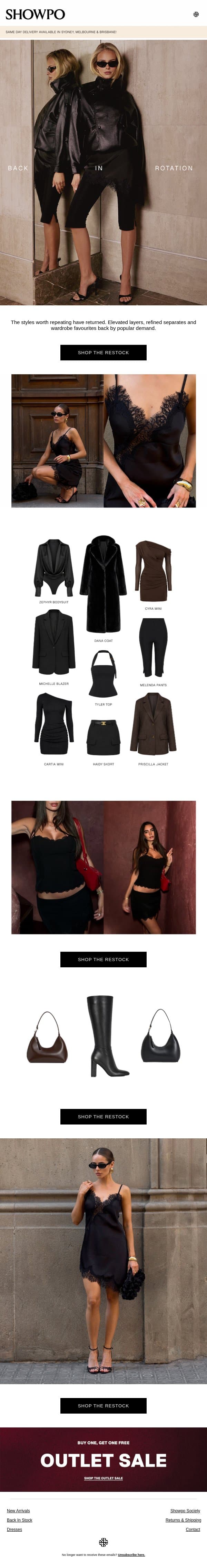 We’re Back, Did You Miss Us? email from Showpo screenshot