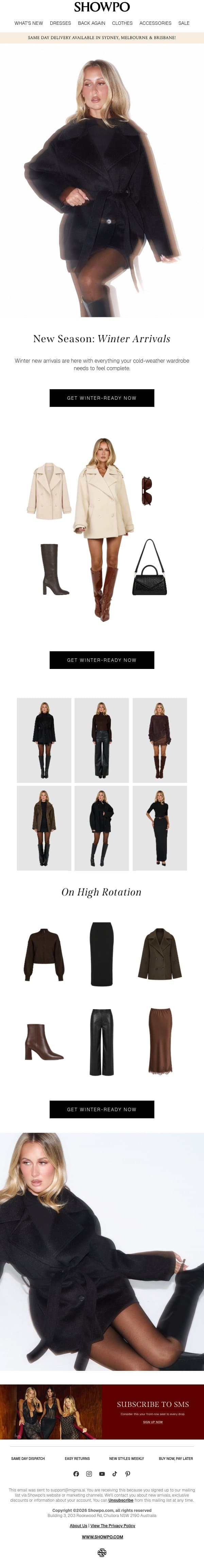 Made For Hot Girl Winter email from Showpo screenshot