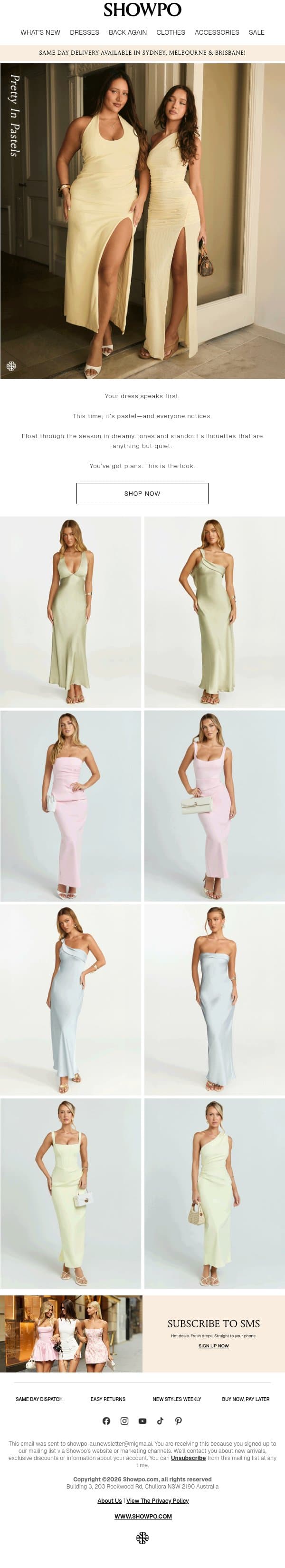 Pastels That Get Noticed email from Showpo screenshot