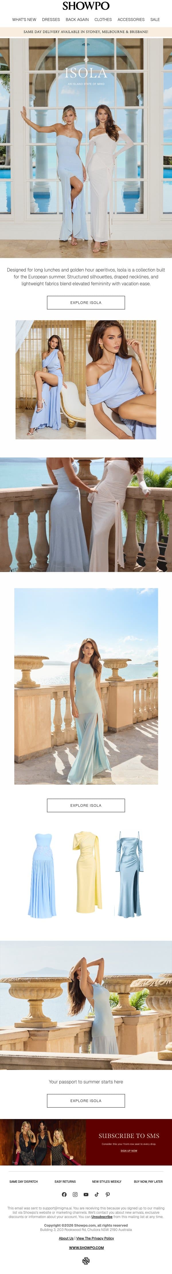 Isola: Dressed For The Occasion email from Showpo screenshot