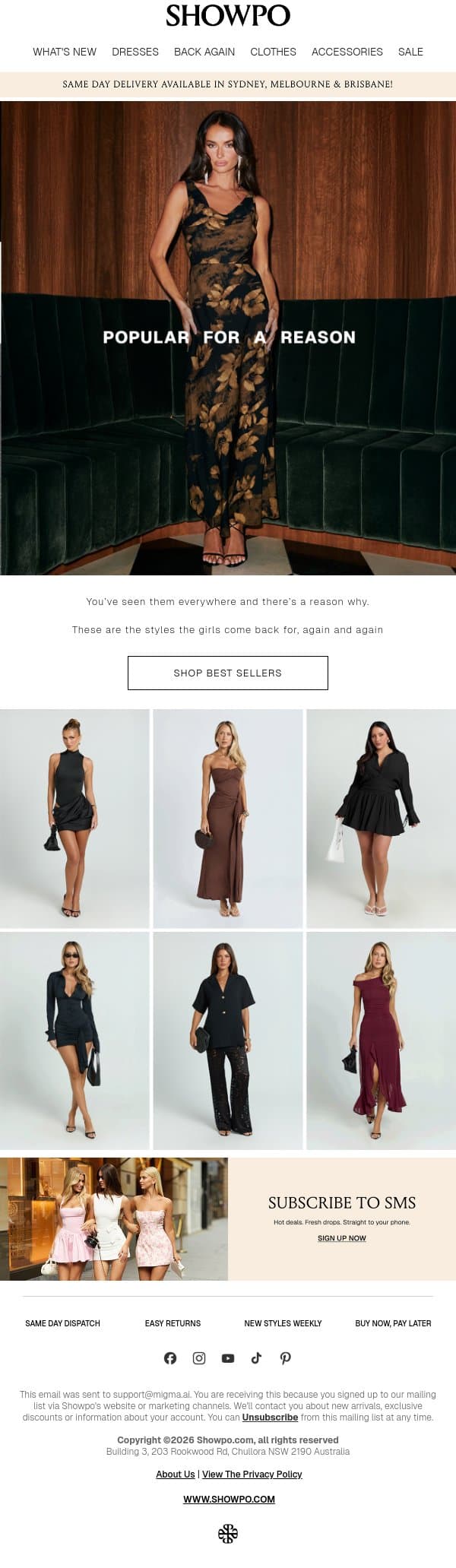 Almost Sold Out (Again) email from Showpo screenshot