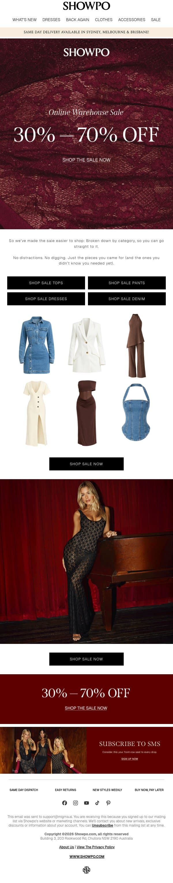 Start With What You Need. email from Showpo screenshot