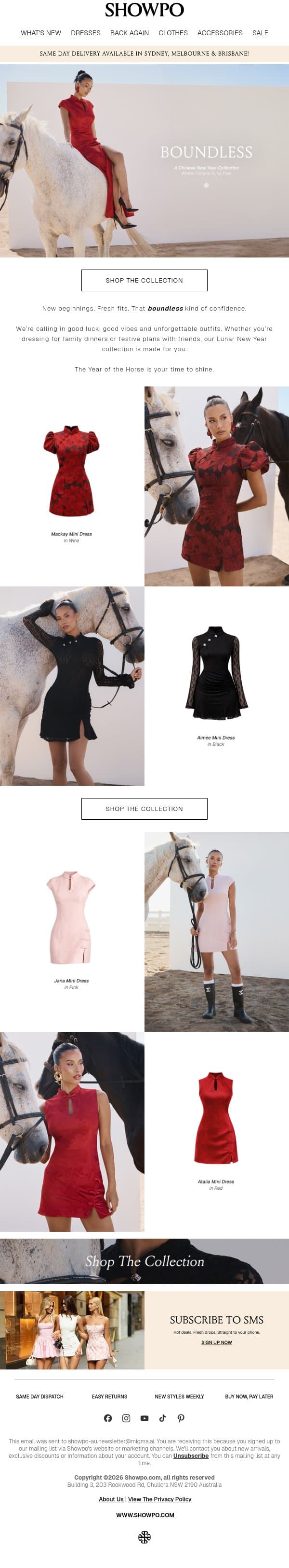 Boundless: The Year of The Horse email from Showpo screenshot
