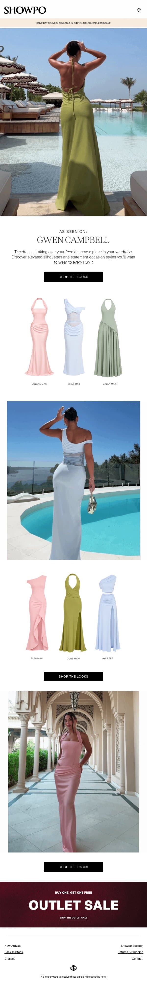 The Dresses Defining The Season. email from Showpo screenshot
