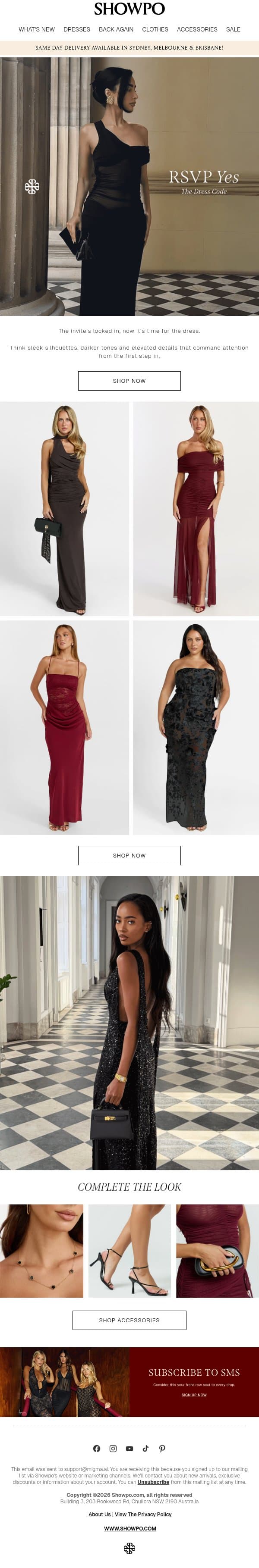 You’re Invited: Dress the Part email from Showpo screenshot