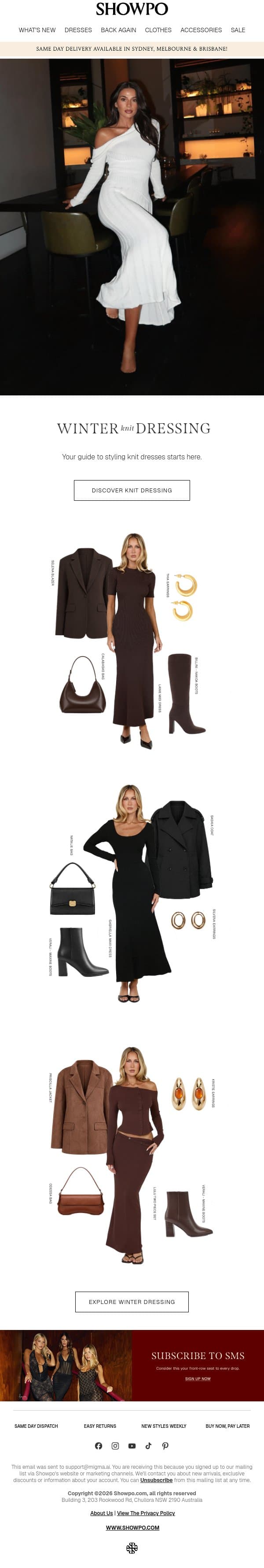 Cosy & Chic All Season Long email from Showpo screenshot