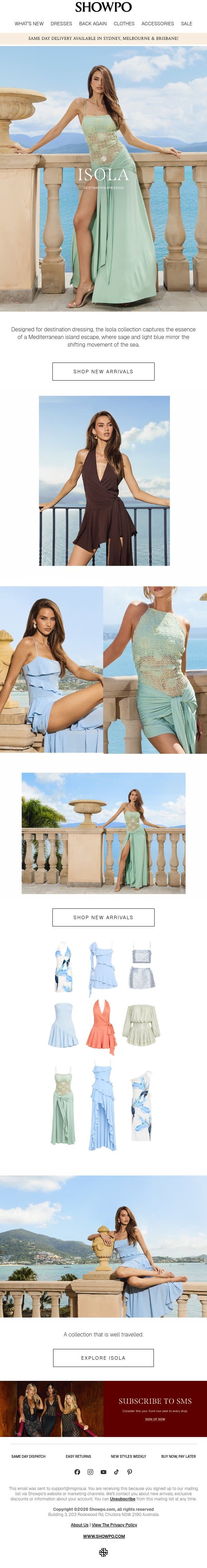 The Dress That Took Us To email from Showpo screenshot