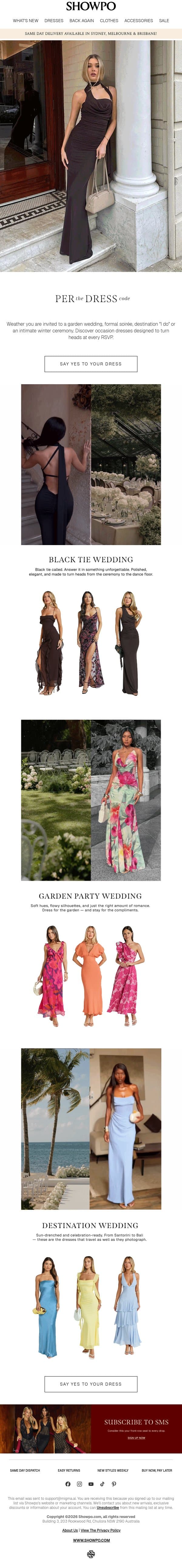 Per The Dress Code email from Showpo screenshot