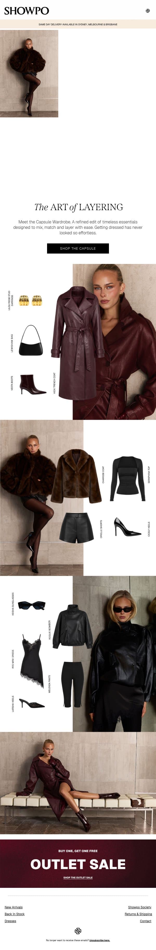 Your Winter Wardrobe Called... email from Showpo screenshot