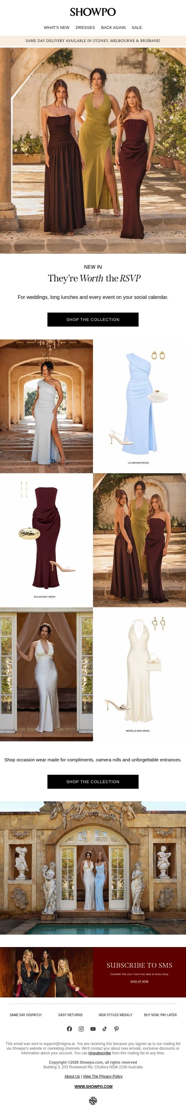 Meet Our New Collection email from Showpo screenshot