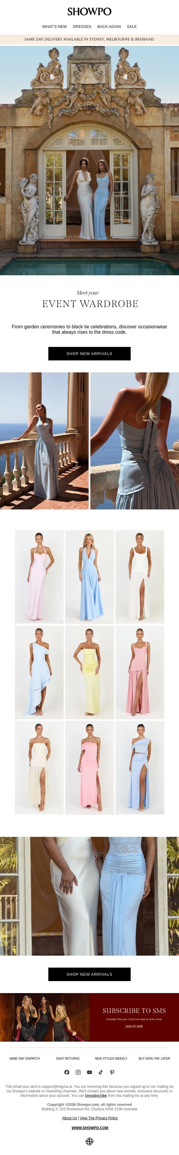 Dress Accordingly email from Showpo screenshot