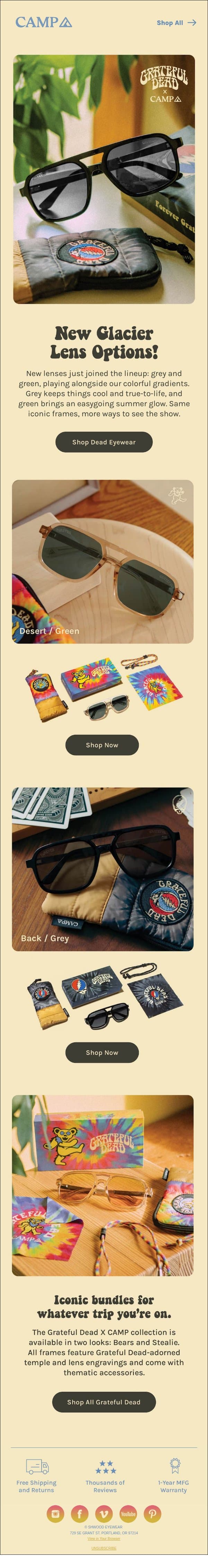 ⚡ New Grateful Dead Lens Options ⚡ email from Shwood screenshot