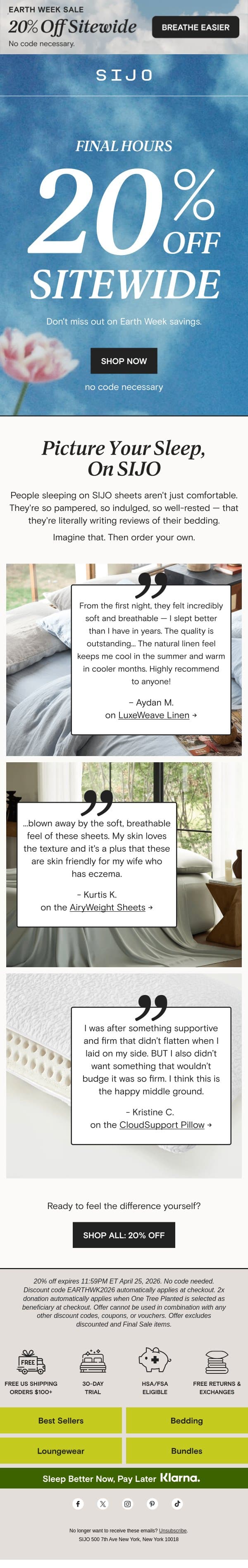 20% Off Ends... TODAY email from Sijo screenshot