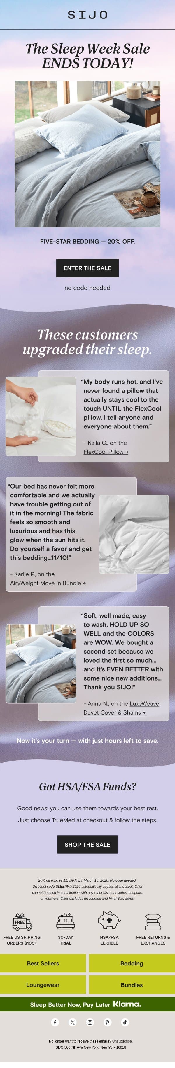 20% OFF Ends Today 🥺 email from Sijo screenshot