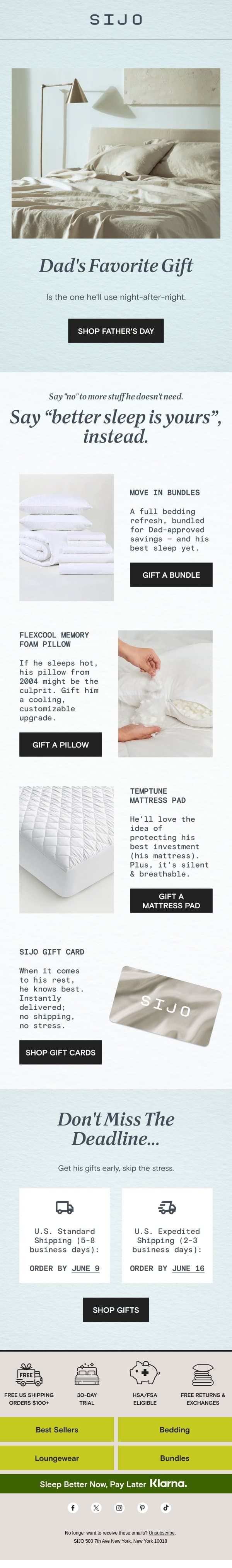 For the Dad who has everything... email from Sijo screenshot
