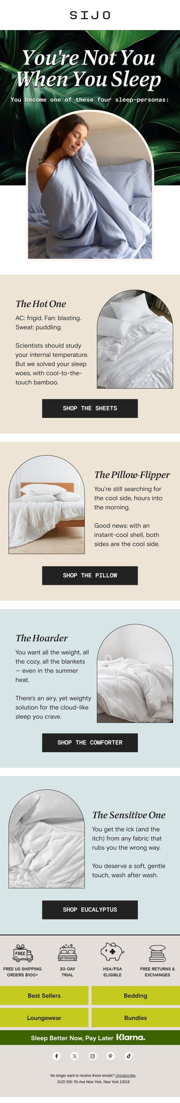 💡What's your sleep style? email from Sijo screenshot