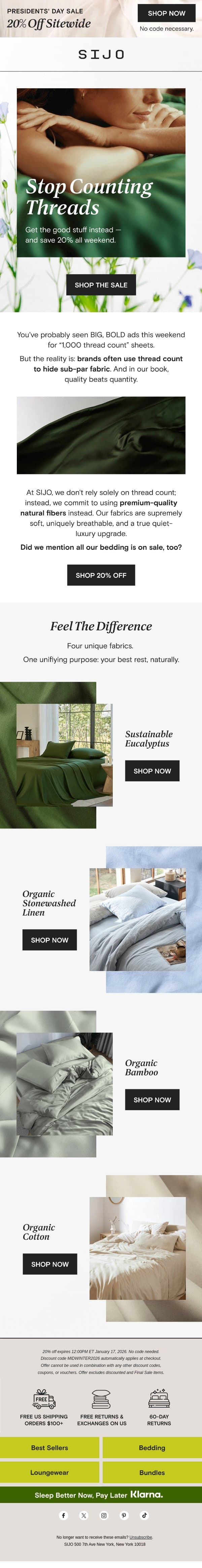 🧵 The Thread Count Myth email from Sijo screenshot