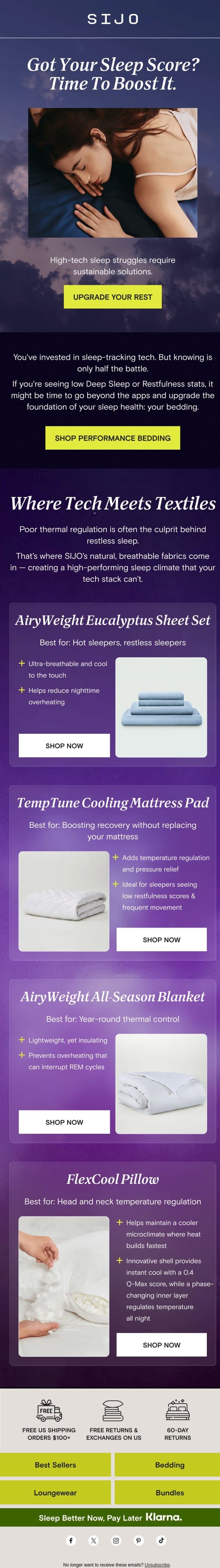⌚Know your sleep score? Let's boost it. email from Sijo screenshot