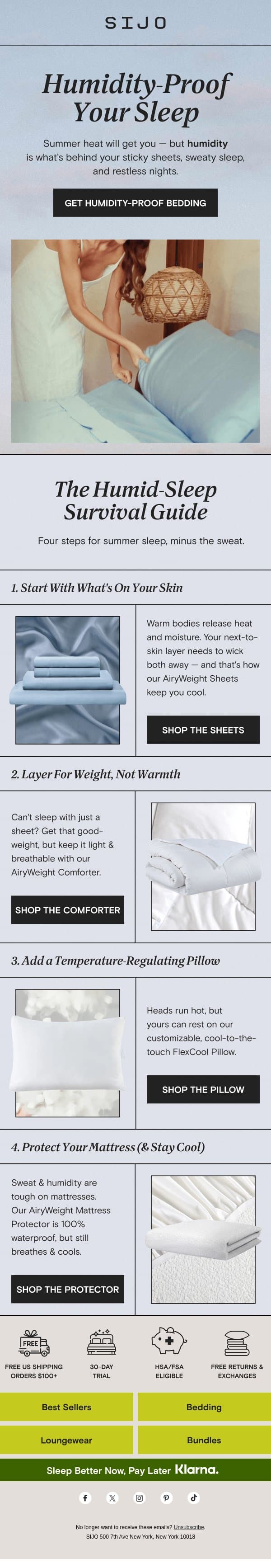Summer sleep doesn't have to be *moist* email from Sijo screenshot