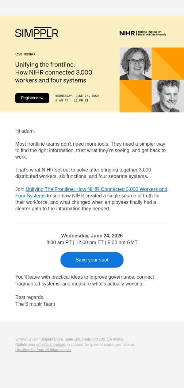 What happens when frontline teams can finally find what they need? email from Simpplr screenshot