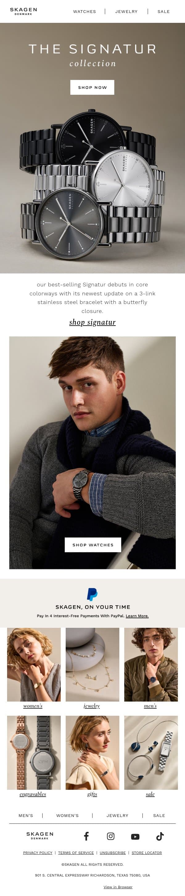 our men's bestseller email from Skagen screenshot