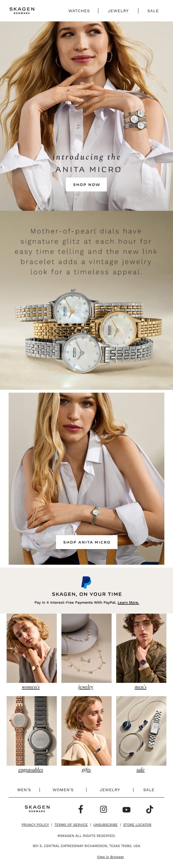 A best-seller reimagined in micro email from Skagen screenshot