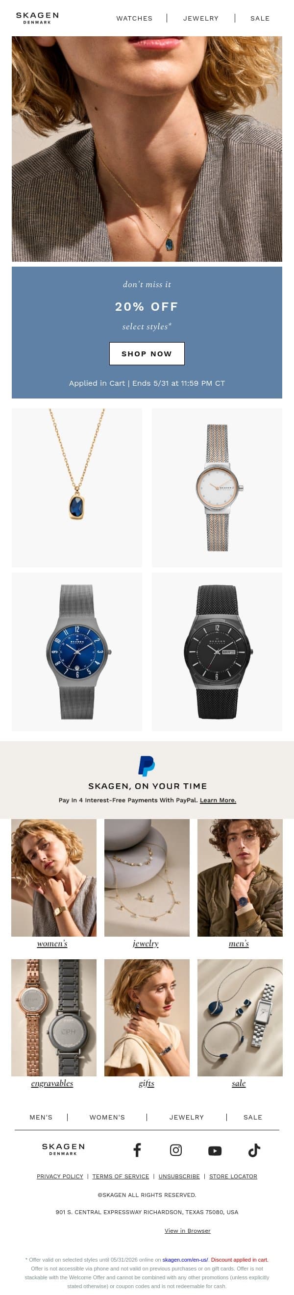 waiting for you: email from Skagen screenshot