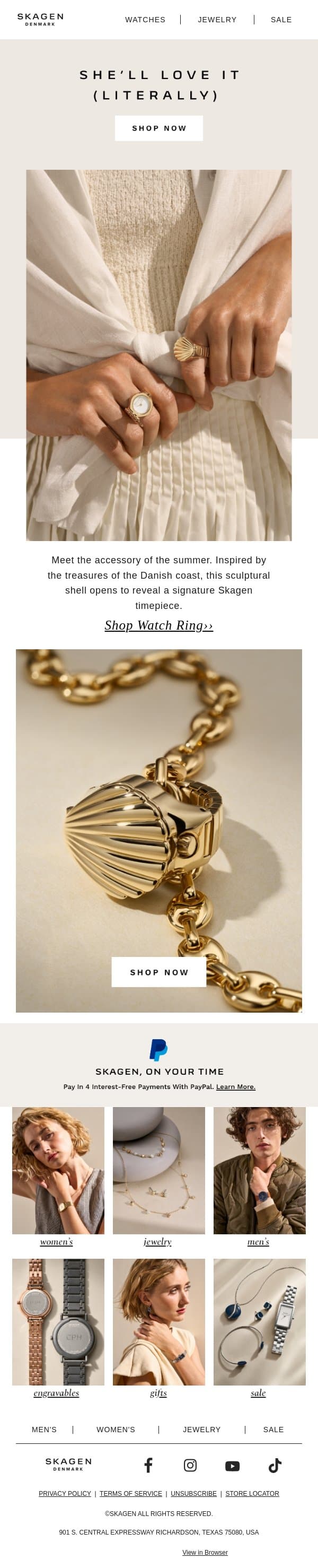 Shell we tell you a secret? 🐚 email from Skagen screenshot