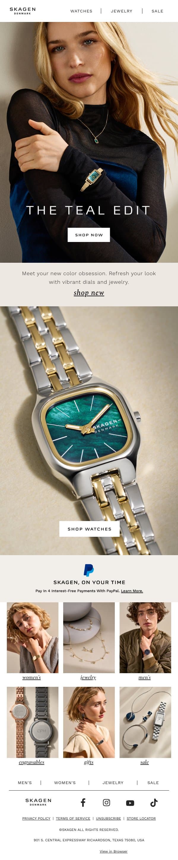 the color of the season: email from Skagen screenshot